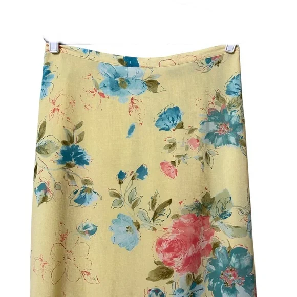 Emma James yellow summer floral stretch waistband long flare hem skirt size 14 - Picture 3 of 13